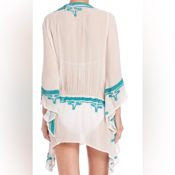 ☀️CALYPSO ST. BARTH Poolside Resort Cruise Beach SILK Cover Up/Sequins - Picture 3 of 10